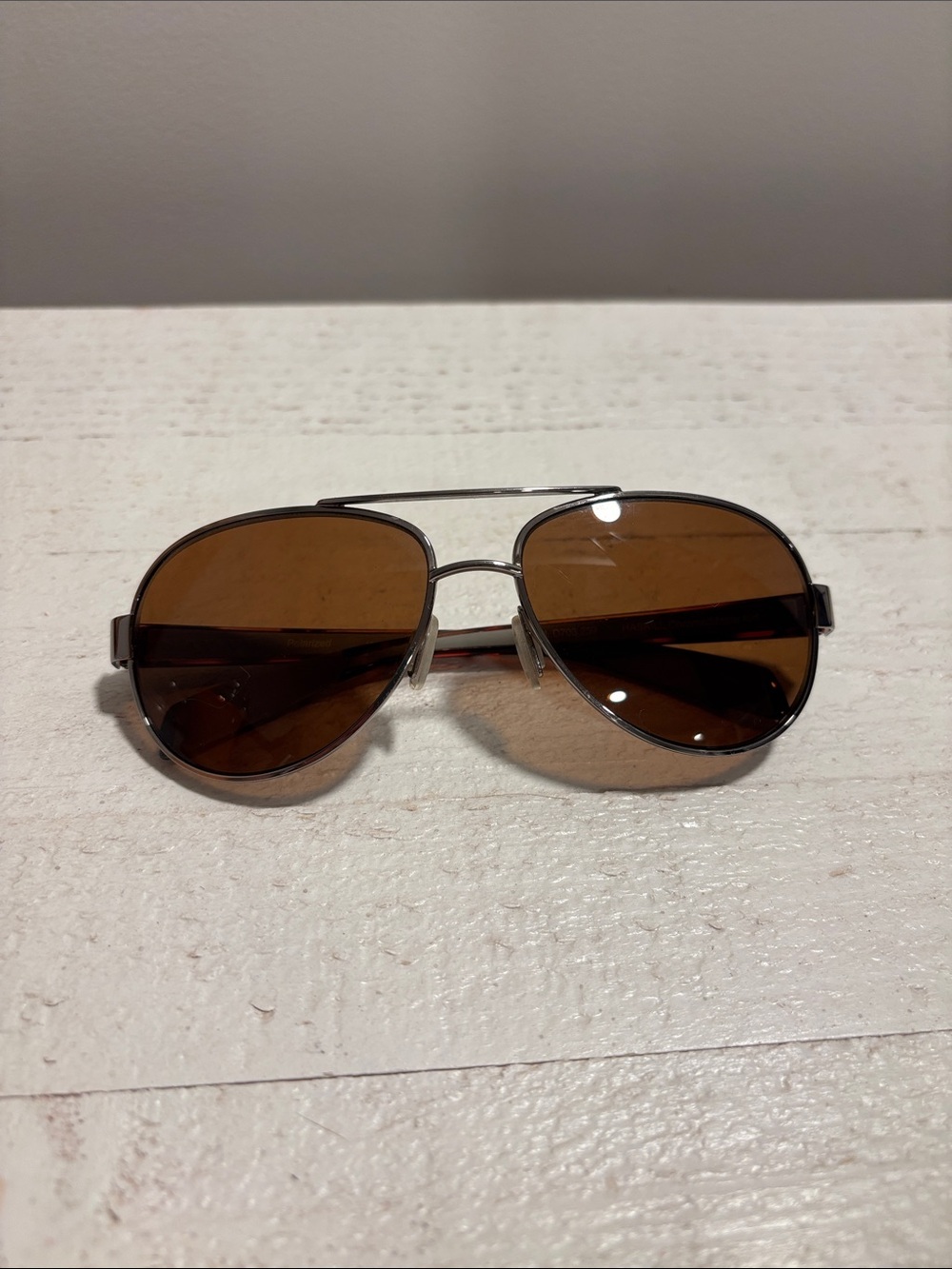 Native Aviator Sunglasses in Brown Lenses and Silver Frame